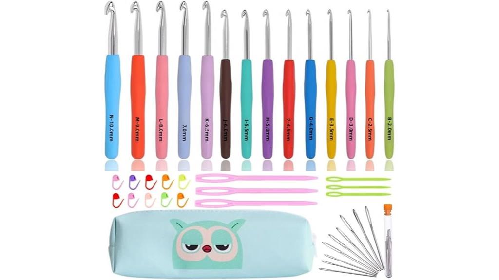 14 size ergonomic crochet hooks