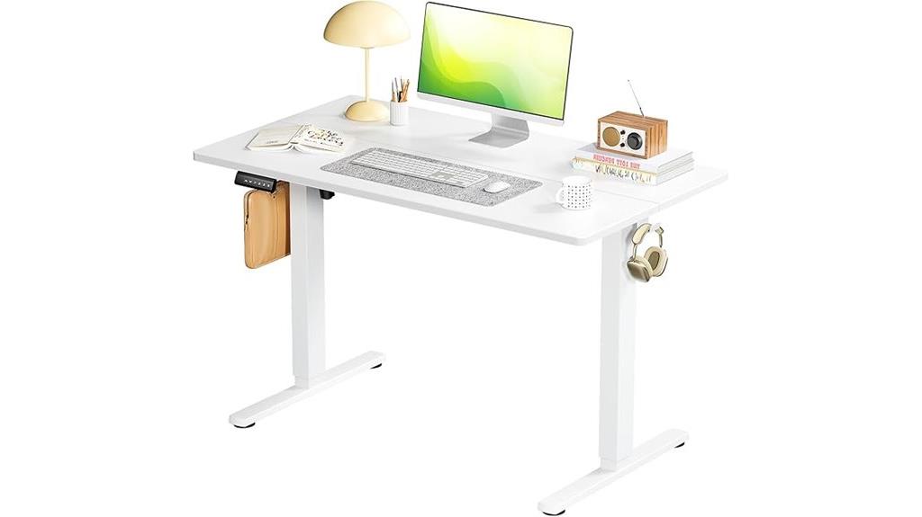 adjustable white sit stand desk