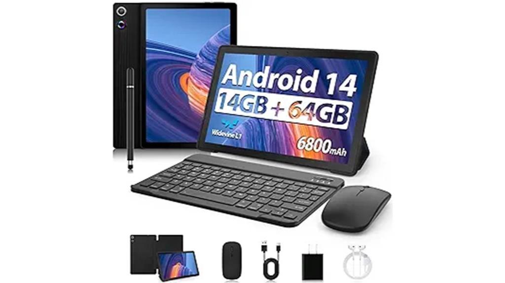 android 14 tablet with accessories