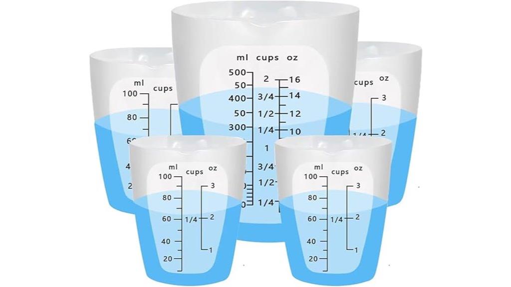 five silicone measuring cups