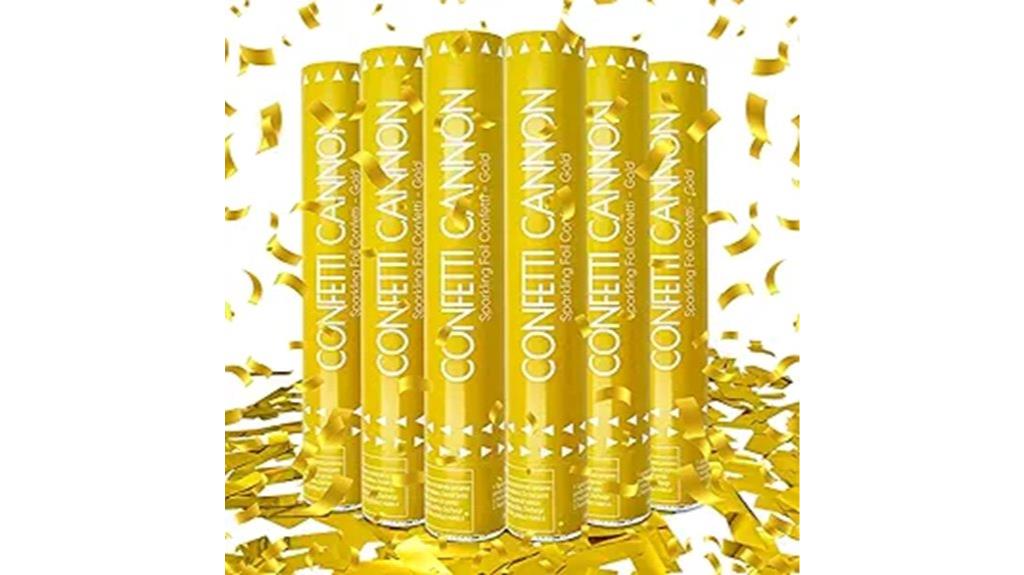 gold confetti party poppers