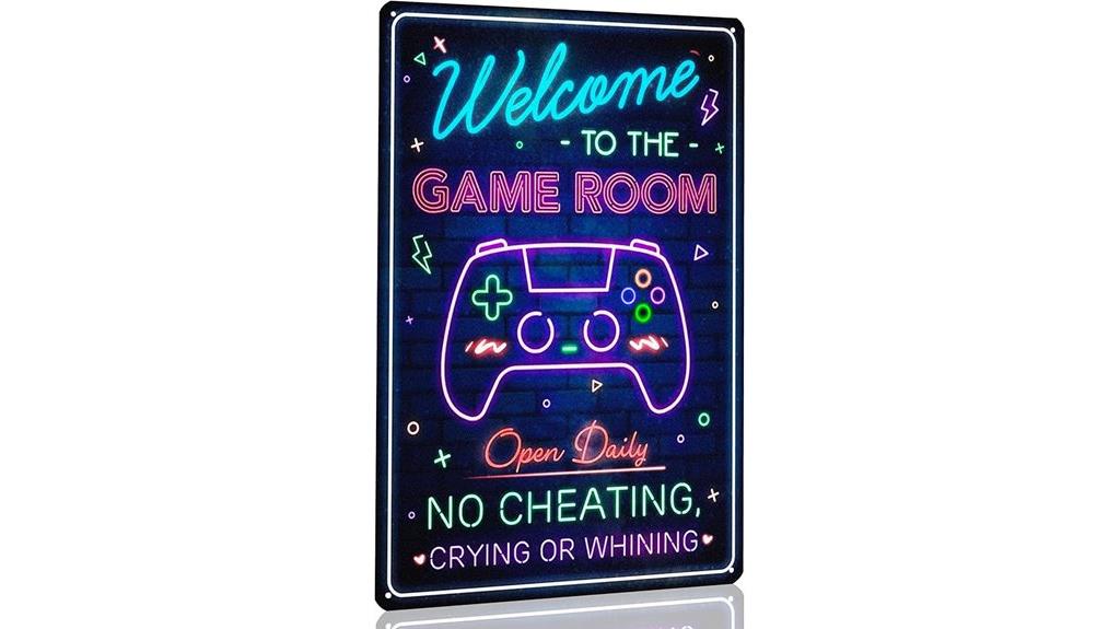 neon gaming metal poster