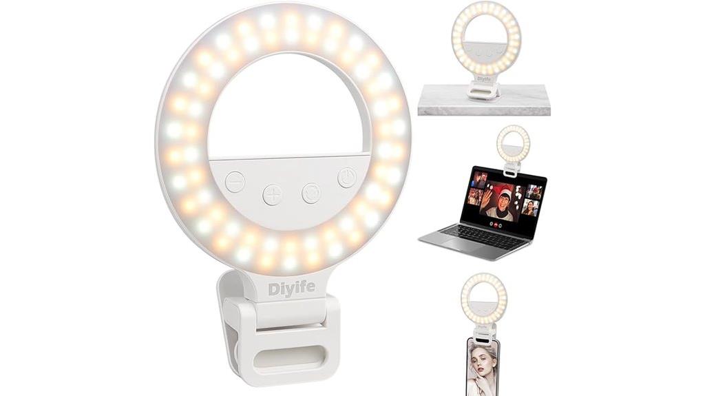 rechargeable clip on selfie light