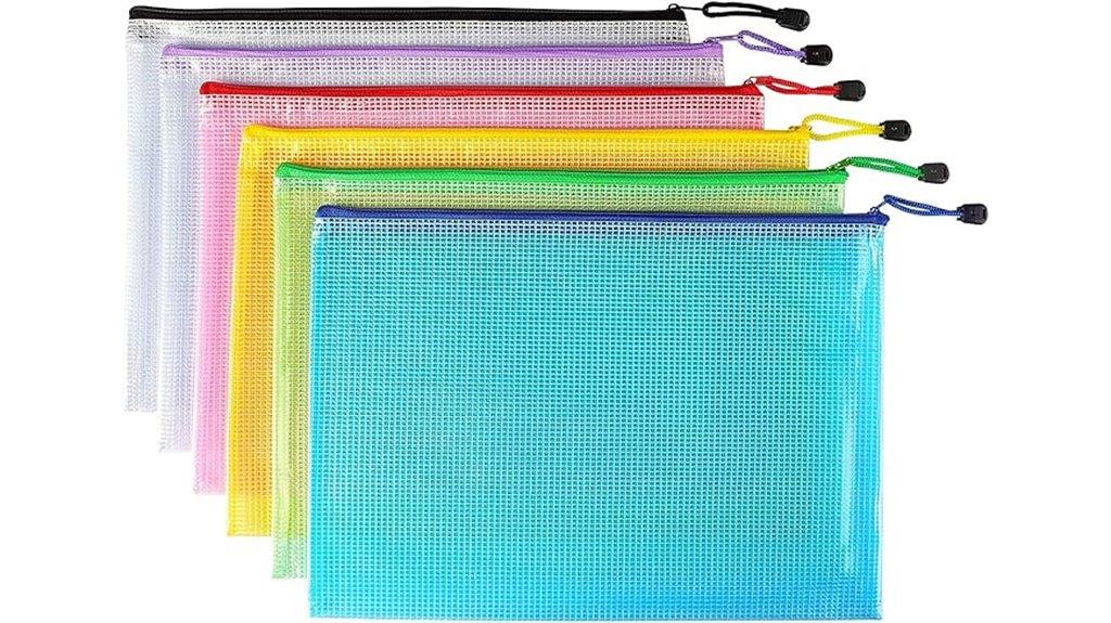 six piece mesh zipper bags