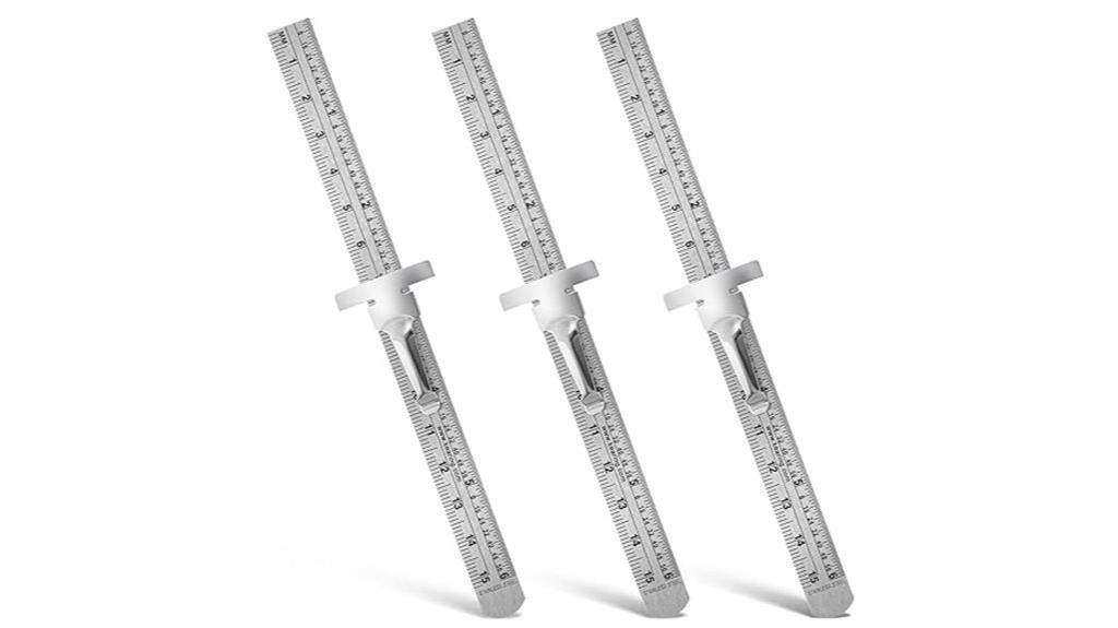 three 6 inch machinist rulers
