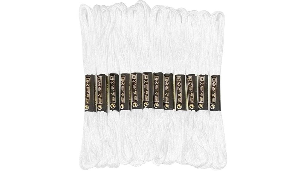 twelve white embroidery floss
