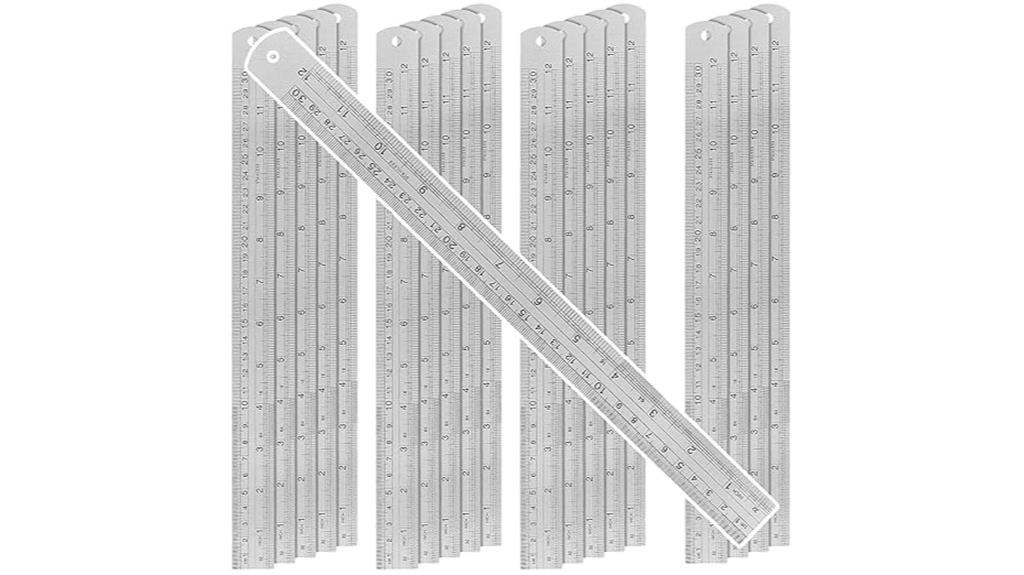 twenty stainless steel rulers