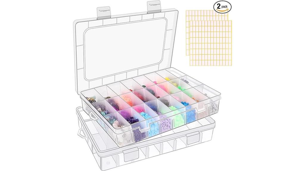 two clear divider boxes