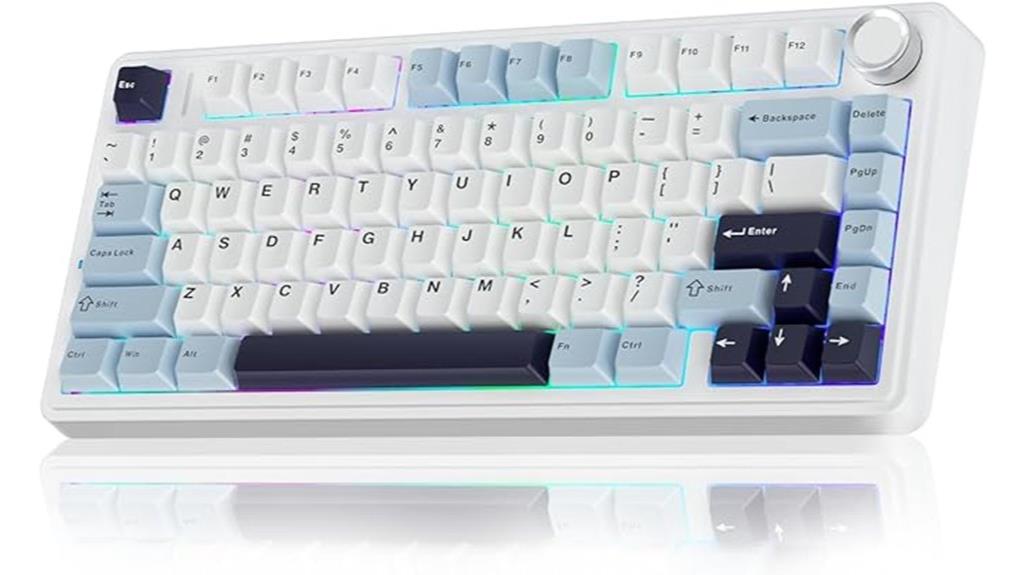 wireless white blue keyboard