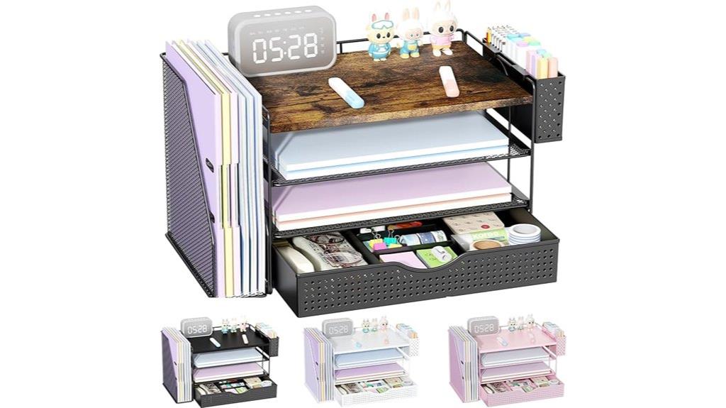 wooden desk with file storage