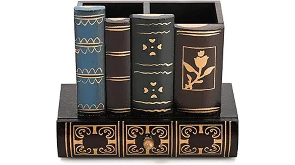 wooden pen holder with drawer