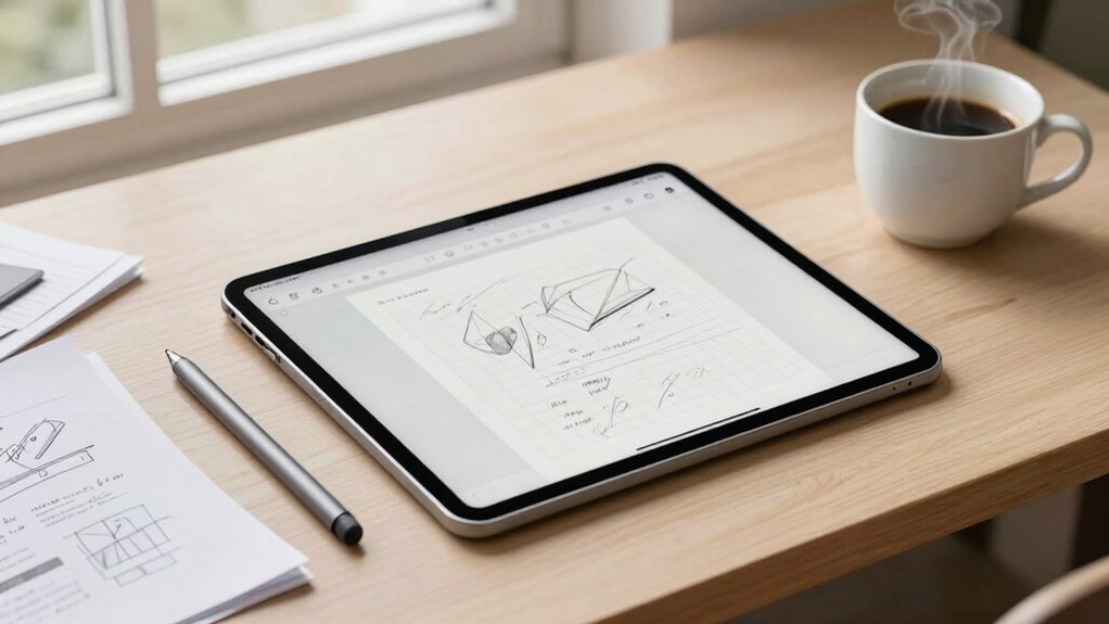 focused digital note and sketching